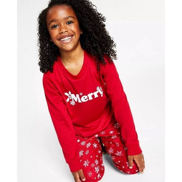 Matching Kid's Merry Snowflake Mix It Family Pajama Set, Size L 10/12 - Picture 3 of 4